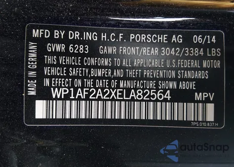 2014 Porsche Cayenne Diesel Platinum Edition z USA, uszkodzony, nr VIN WP1AF2A2XELA82564